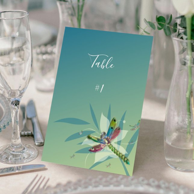 Tabellenkarte zum Zurücksetzen des Dragonfly-Empfa Einladung (Resting Dragonfly Reception Table Number Card)