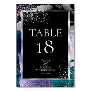 TABELLENNUMMER   Silber Metallic Türkis Lila Tischnummer