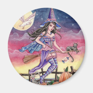 Tabitha - aimant de sorcière, de chat et de hibou