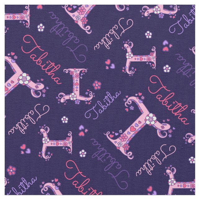 Tabitha Brief T-Monogramm Herz-Blume Stoff (Nahaufnahme)