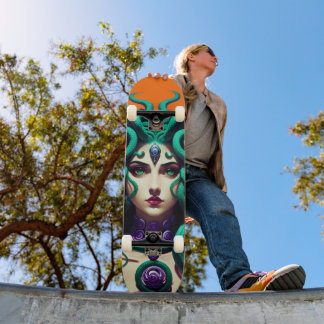 Tabla de Skate Mitológica Mujer Serpiente Skateboard