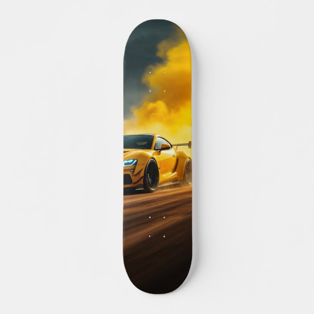 Tabla de Skate Supercoche Amarillo Corriendo Skateboard (Vorne)