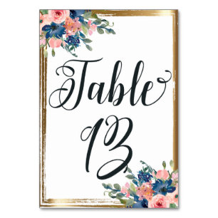 Table Aquarelle calligraphie florale Numéro de tableau C