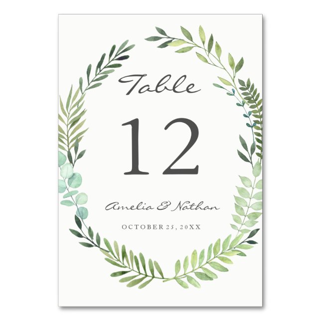 Table Aquarelle Feuille verte Feuille verte Numéro de ta (Par défaut)