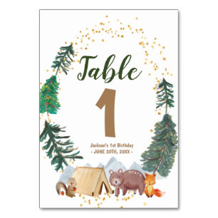 Table Aquarelle Happy Camper 1er Anniversaire Numéro de