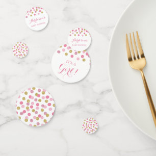 Table Baby shower rose et or Confetti