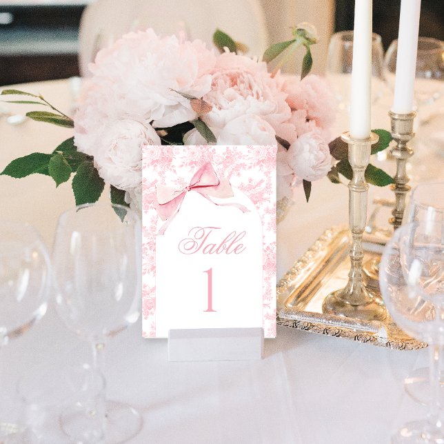 Table Baby shower rose floral en toile Bow Numéro de tab (Créateur téléchargé)