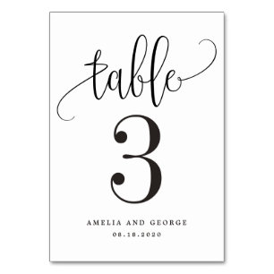 Table Belle calligraphie COULEUR ÉDITABLE Numéro de tabl