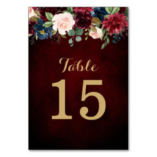 Table Bourgogne Rouge Marine Floral Russe Boho Numéro de