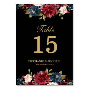 Table Bourgogne Rouge Marine Floral Russe Boho Numéro de