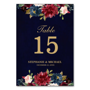 Table Bourgogne Rouge Marine Floral Russe Boho Numéro de