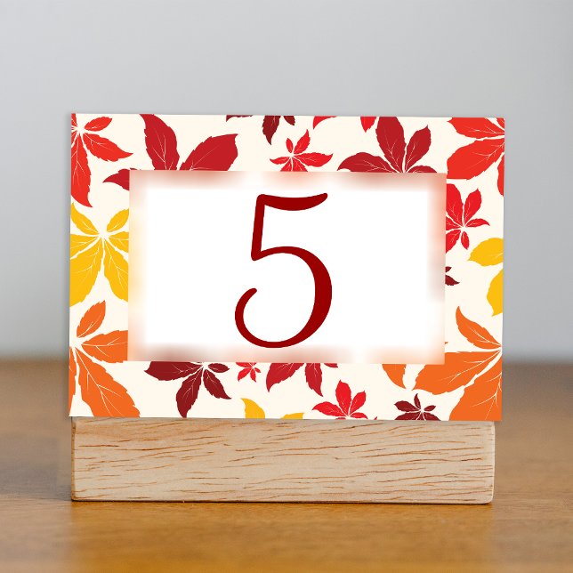 Table Bright Fall Leaves Numéro de tableau Mariage (Set a warm Autumn table at your celebration event with the Bright Fall Leaves Table Numbers.)
