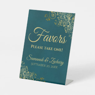 Table Cadeaux Prenez-en un Signe de mariage sarcelle fon