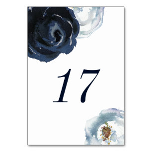 Table Chic Navy Blue Peony Floral Mariage Numéro de tabl