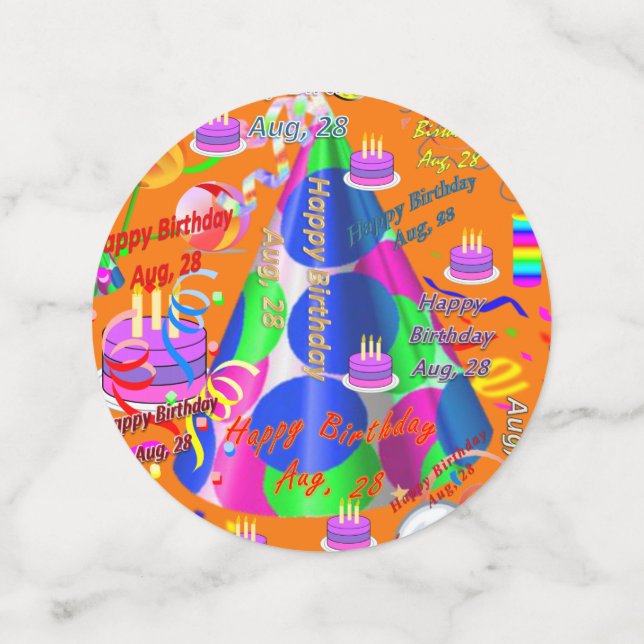 Table Confetti Août, 28 Anniversaire (Moyen verso)