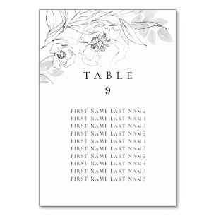 Table Croquis botanique floral Numéro de tableau avec no