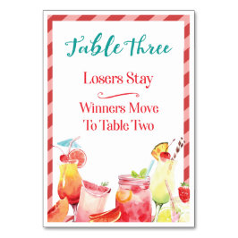 Table de boisson d'été Carte de table trois Bunco