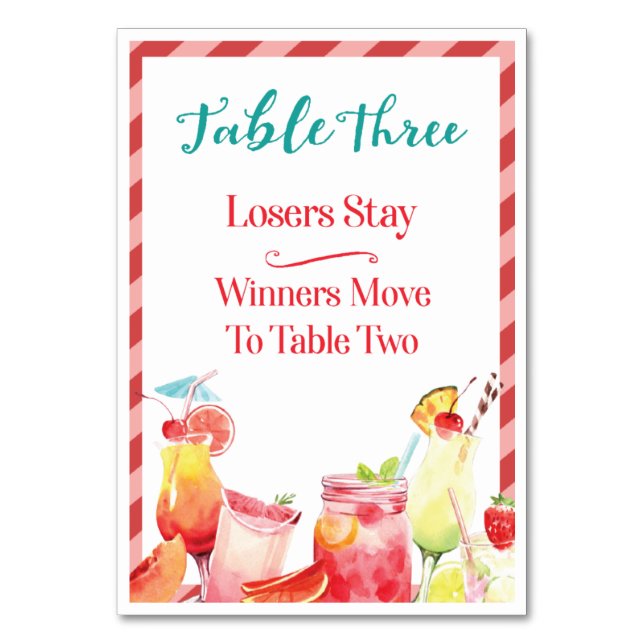 Table de boisson d'été Carte de table trois Bunco (Par défaut)