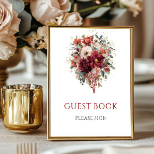 Table de livre d'or de fleurs de Bourgogne Boho au