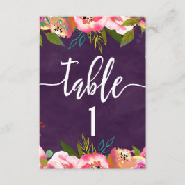 Table de mariage chic fleurie Numéro de table Plan