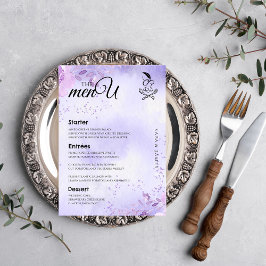 Table de mariage violet élégant Cartes de menu