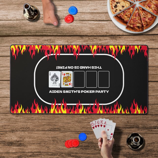 Table de poker Black Red Fire pour hommes Texas Ho (In Situ)