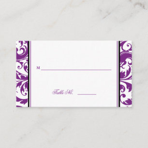 Table de siège en damas de violet Swirl Cartes de 