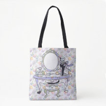 Table de vanité avec sac fourre-tout chat