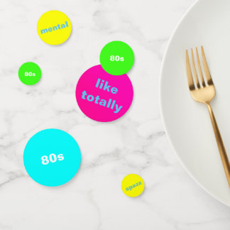 table des années 80 confetti avec des paroles des