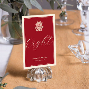Table Double Bonheur Mariage chinois rouge Numéro de tab