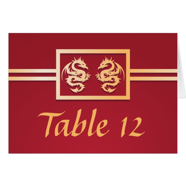 Table Dragon Rouge & Or Numéros de lieu (Devant horizontal)