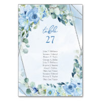 Dusty Blue Floral Silver Numéro de tableau géométr