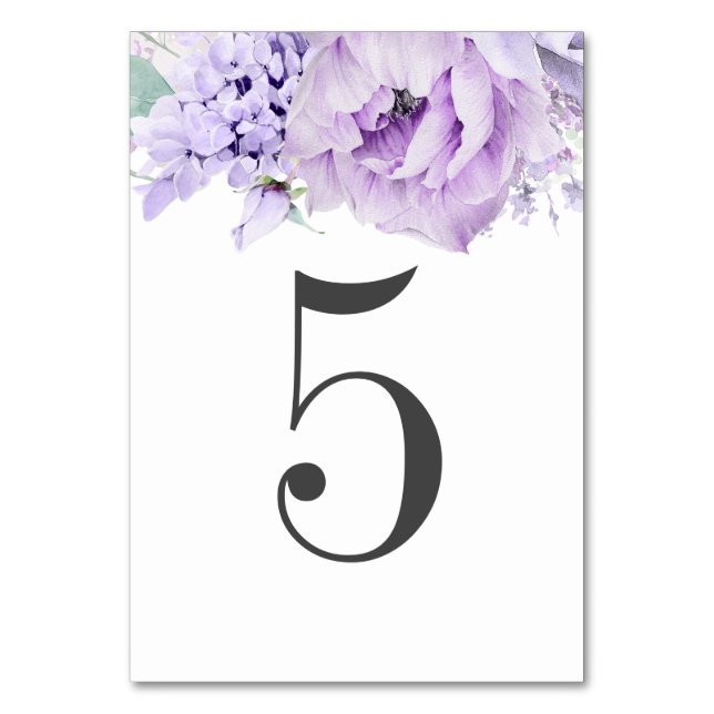 Table Dusty Purple Floral Mariage Numéro de tableau (Par défaut)