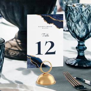 Table Elégant Agate Marine Bleu Blanc Mariage Numéro de