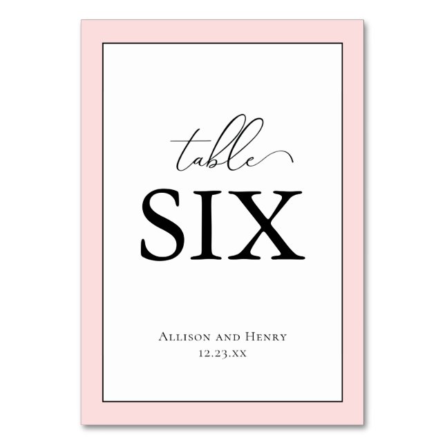 Table Elégant Blush rose Mariage Réception Numéro de tab (Par défaut)