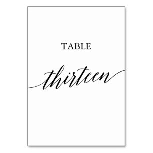 Table Élégante calligraphie noire Numéro de tableau Trei