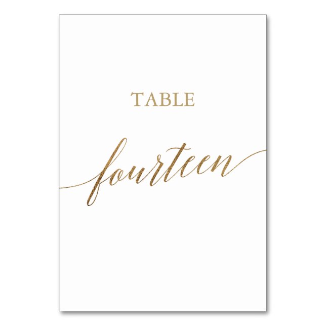 Table Élégante calligraphie Or Numéro de tableau Quatorz (Par défaut)