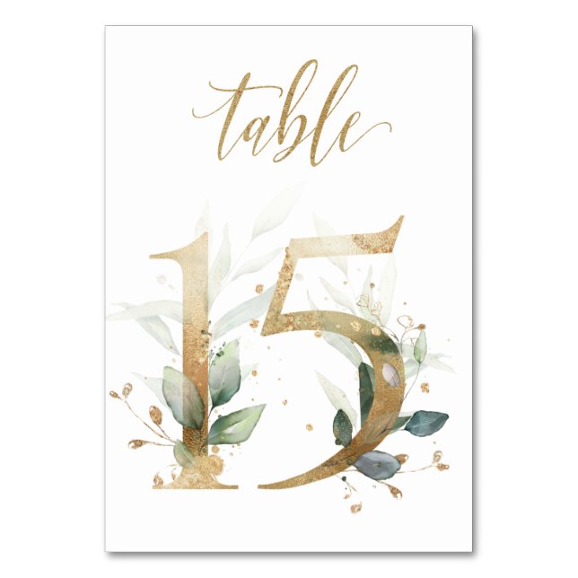 Table Feuilles de Vert Doré 15, Numéro de Table (Par défaut)