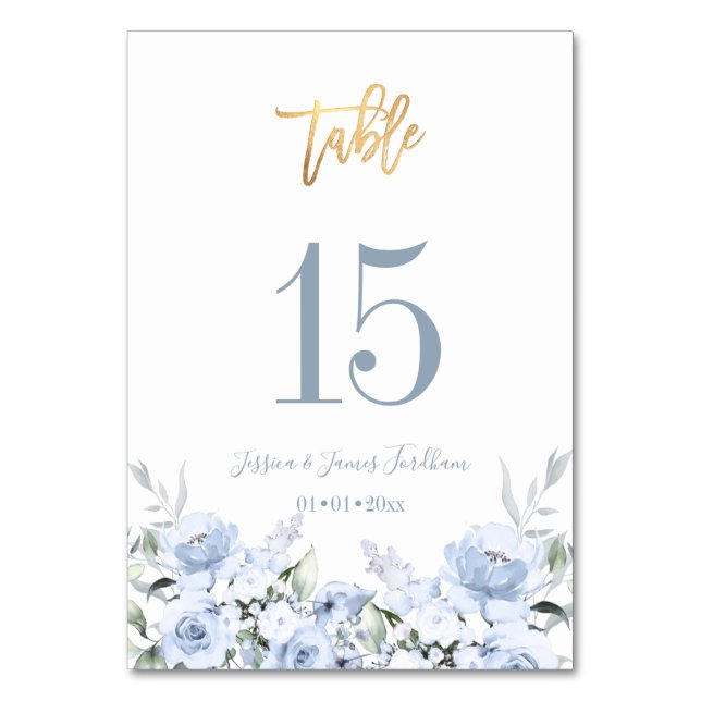 Table Fleurs d'aquarelle bleu foncé Mariage Numéro de ta (Par défaut)
