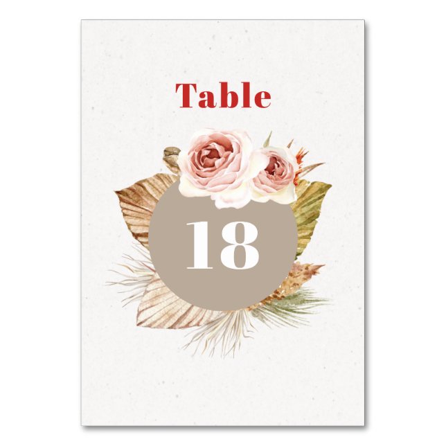 Table Fleurs du désert boho fleuri mariage numéro de tab (Par défaut)