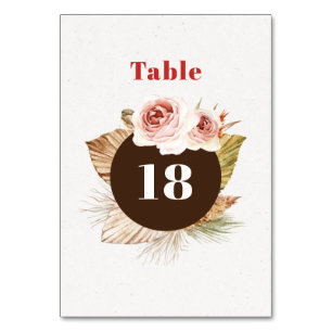 Table Fleurs du désert boho fleuri mariage numéro de tab