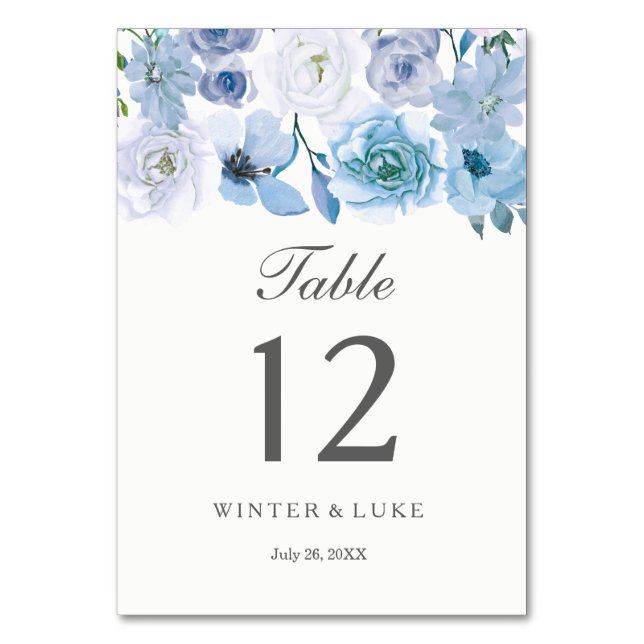 Table Florales d'hiver : Bleu Blanc Mariage Numéro de ta (Par défaut)