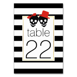 Table Halloween crânes rayures rouge mariage numéro de t