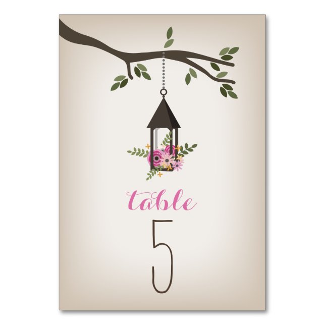 Table Lanterne rose et arbre Mariage Numéro de tableau (Par défaut)