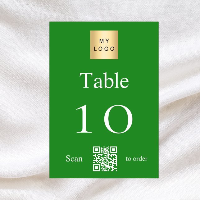 Table Logo d'entreprise blanc vert QR code numéro de tab (Créateur téléchargé)