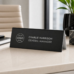 Table Logo d'entreprise Plaque de bureau noire moderne