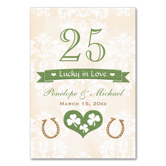 Table Lucky in Love Horseshoe Shamrock Numéro de Mariage (Par défaut)