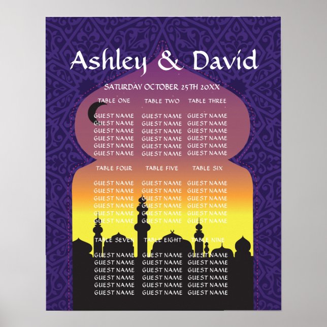 Table Mariage Arabian Nights Poster Plat pourpre (Devant)