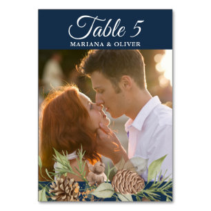 Table Mariage bleu de la marine de pin d'hiver Numéro de