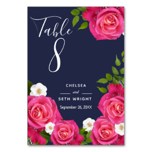 Table Mariage bleu et rose de minuit - Numéro de tableau